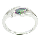 Haruka Contemporary Multicolor Solitaire Ring in Silver Mystic Quartz Multicolor